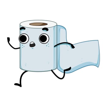 poo toilet paper character cartoon illustration vector