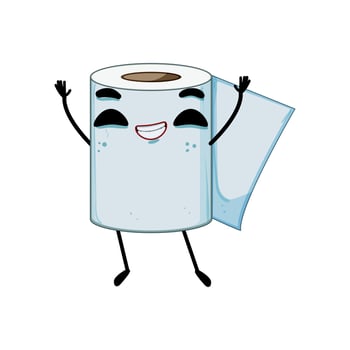 clean toilet paper character cartoon illustration vector