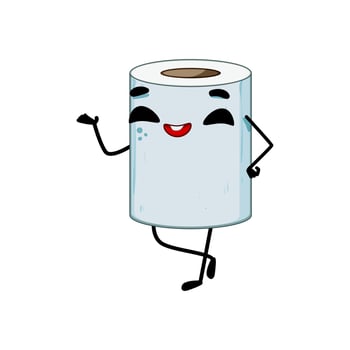 mascot toilet paper character cartoon illustration vector