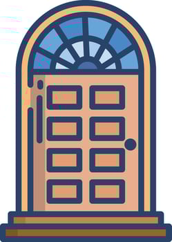 Wooden Door linear color illustration vector
