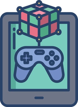 Tablet game linear color illustration vector