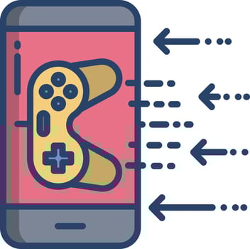 Mobile game linear color illustration vector