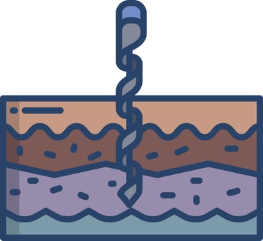 Earth drilling linear color illustration vector