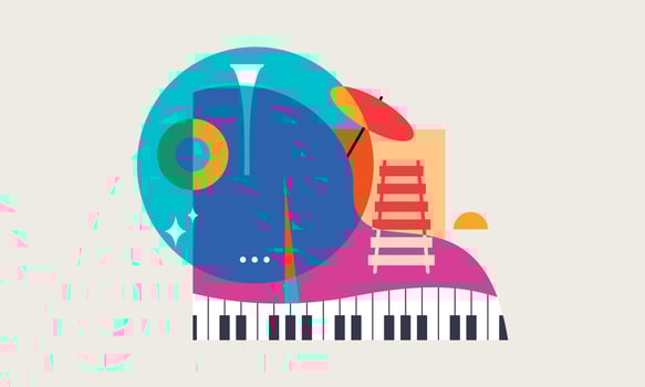 Jazz music. Concert instruments, posters with piano, saxophone vector