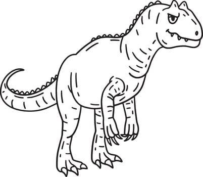 Allosaurus Dinosaur Isolated Coloring Page vector