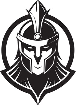 Viking Warrior logo design illustration black and white vector