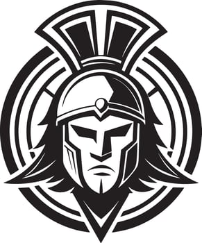 Viking Warrior logo design illustration black and white vector
