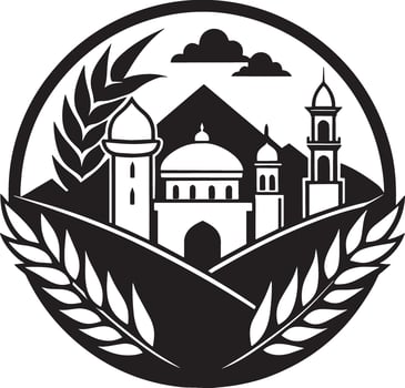 illustration of islamic logo black and white vector