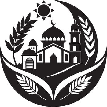 islamic logo illustration black and white vector