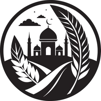 islamic logo illustration black and white vector
