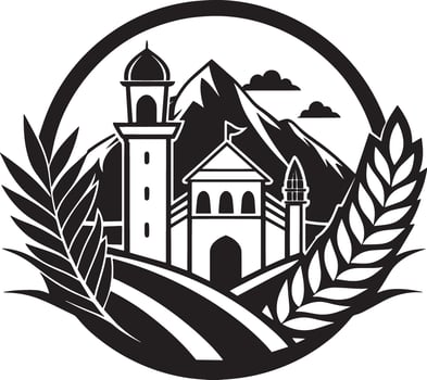 islamic logo illustration black and white vector