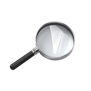 Magnifying Glass with Black Handle On Isolated Background. Exploration, Science, Research Concept. png