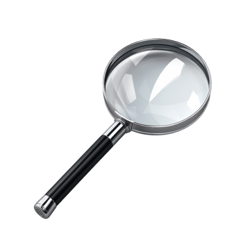 Classic Magnifying Glass with Black Handle on Isolated Background, Inspection and Analysis Concept. png