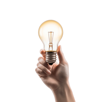 Hand Holding Glowing Vintage Light Bulb. Incandescent Edison Lightbulb on Isolated Background. png