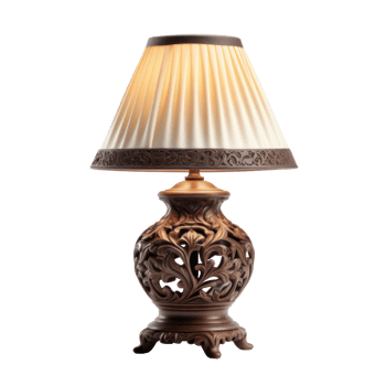 Antique Style Table Lamp with Intricate Patterns and Warm Light. Antique Table Lamp on Isolated Background. png