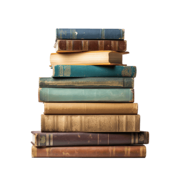 Pile of Vintage Hardcover Books on Isolated Background. Historical and Academic Concept. png