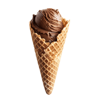 Chocolate Ice Cream In Waffle Cone With Rich Creamy Texture On Isolated Background. png