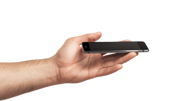 A hand holding a smartphone. on the Transparent Background, Format png