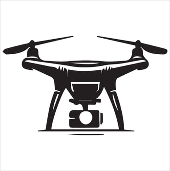 Drone silhouette illustration black and white. vector