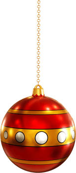 red christmas bauble hang with golden chain png