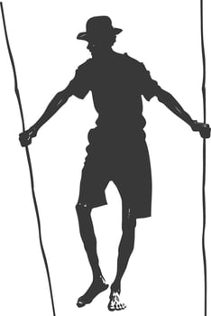 silhouette man dancing traditional bamboo dance bamboos stilts game vector