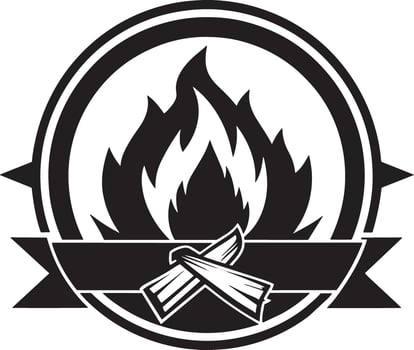 minimal and mordern fire logo black and white illustration vector
