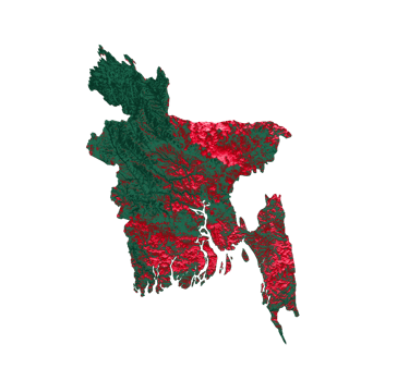 Bangladesh map with the flag Colors Red and yellow Shaded relief map 3d illustration png