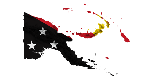 Papua New Guinea Map Flag Shaded relief Color Height map 3d illustration png