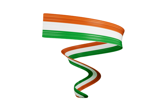 Flag of Ireland, 3d illustration, Wavy ribbon png