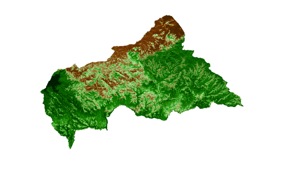 Central African Republic Topographic Map 3d realistic map Color 3d illustration png
