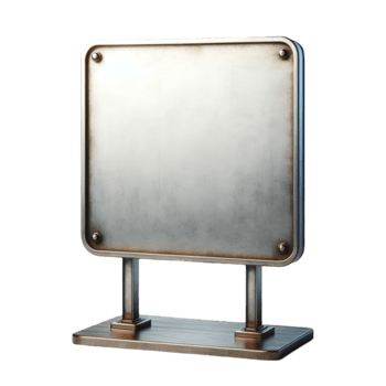 Metal sign on a stand isolated from background png