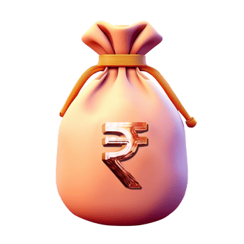 money bag with rupee currency symbol on transparent background png