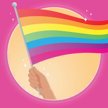 Hand hold rainbow flag for pride festival symbol colorful happy design vector