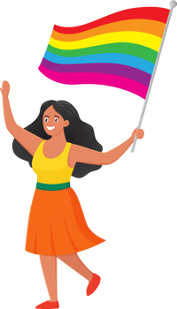 People waving flags celebrating Pride Festival illustration design png