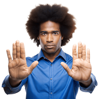 Man With Afro Hair Making Stop Gesture With Both Hands png