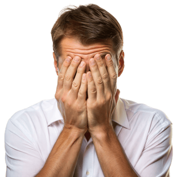 Man Covering Face With Hands, Expressing Shame and Disappointment png
