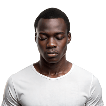 Young Black Man With Closed Eyes Wearing A White T-Shirt png