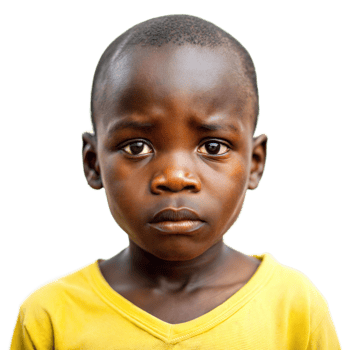 Close Up Portrait of a Young African Boy Wearing a Yellow Shirt png