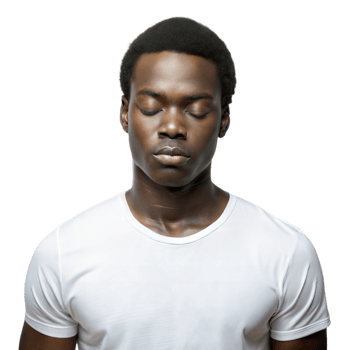 Young Black Man With Closed Eyes Wearing White T-Shirt png