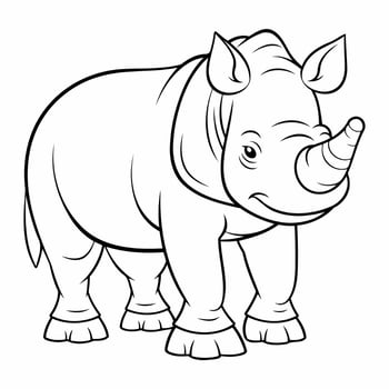 Clean line rhinoceros icon for coloring. vector