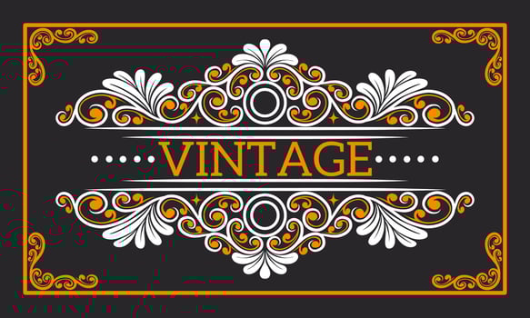 Vintage Baroque Victorian frame border monogram floral engraved scroll ornament vector