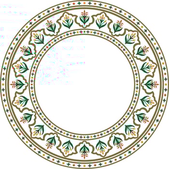 round national colored ornament of ancient Persia. Iranian ethnic circle, ring, border, frame. vector