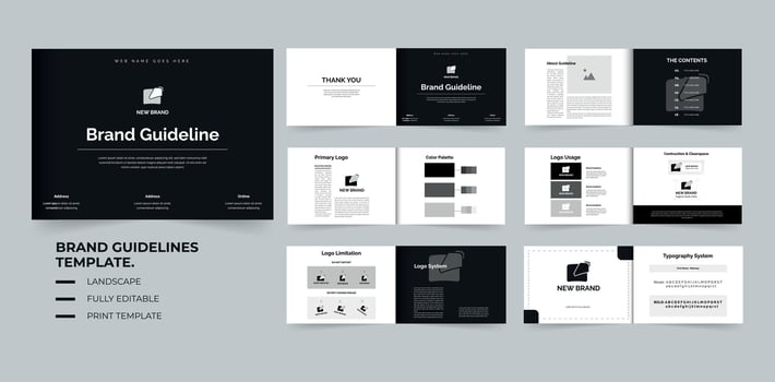 Brand Guidelines template design or landscape brand manual template design vector