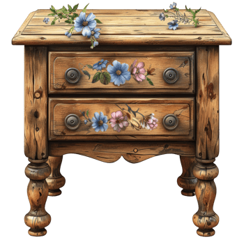 Wooden nightstand, Wooden desk and drawer on transparent background png