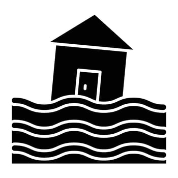 Flooded House Line Icon vector