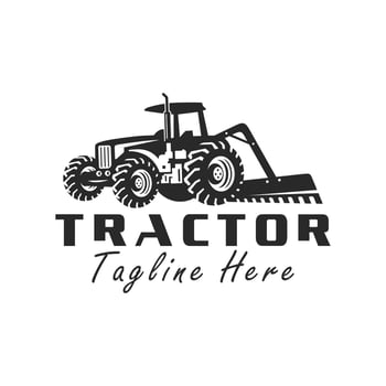 tractor plowing paddy field logo vector