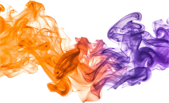 Purple and Orange Ink Swirling in Water. png