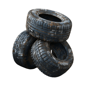 Dirty Black Tires Stack on Transparent Background png