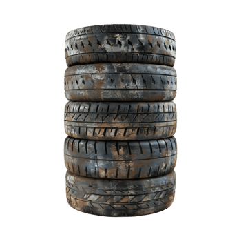 Dirty Black Tires Stack on Transparent Background png