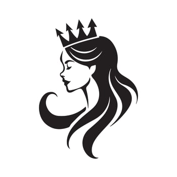 women beauty queen head prince logo design illustration inspiration vector
